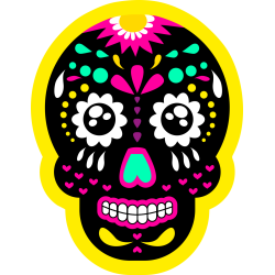 Autocollant Skull Coloré Jaune