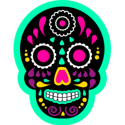 Autocollant Skull Coloré Vert