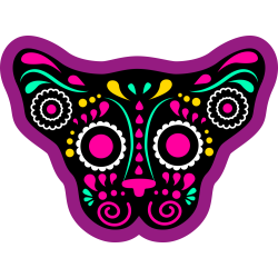 Autocollant Chat Skull Coloré Violet