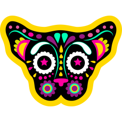 Autocollant Chat Skull Coloré Jaune