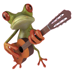 Autocollant Grenouille Guitariste