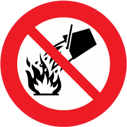 Panneau Interdiction d'éteindre avec de l'eau