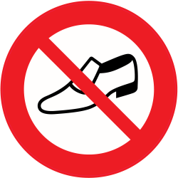 Panneau Interdiction de porter des chaussures