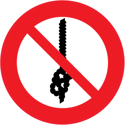 Panneau Interdiction de faire un noeud avec la corde