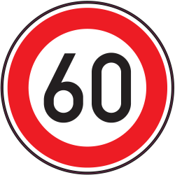 Panneau Interdiction Limite vitesse 60km/h