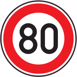 Panneau Interdiction Limite vitesse 80km/h