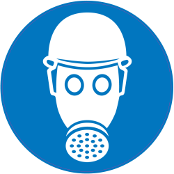 Panneau Obligation Porter casque de sécurité et masque anti-gaz