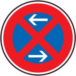 Panneau Interdiction de stationner ou de s'arrêter à droite ou à gauche