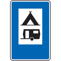 Panneau Indication Camping tente caravane