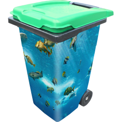 Sticker Poubelle Océan Poissons