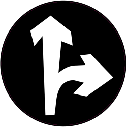 Panneau Bomb Obligation tout droit ou à droite