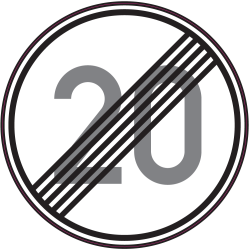 Panneau Indication Fin limitation vitesse 20km/h