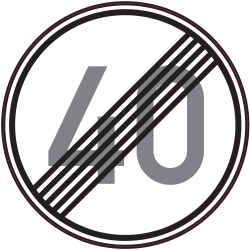 Panneau Indication Fin limitation vitesse 40km/h