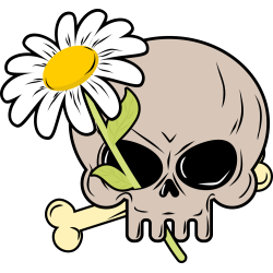 Autocollant Fleur Marguerite Skull