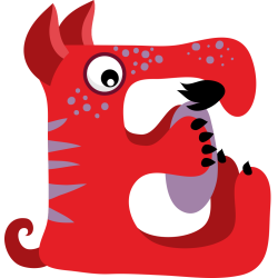 Autocollant Alphabet Enfant Monstre E