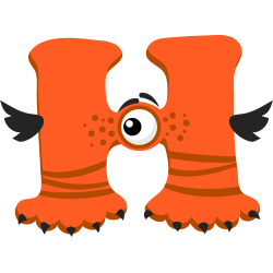 Autocollant Alphabet Enfant Monstre H