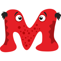 Autocollant Alphabet Enfant Monstre M