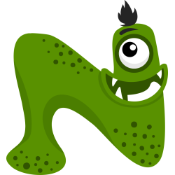 Autocollant Alphabet Enfant Monstre N