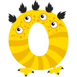 Autocollant Alphabet Enfant Monstre O