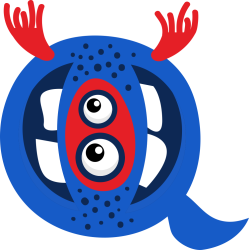 Autocollant Alphabet Enfant Monstre Q