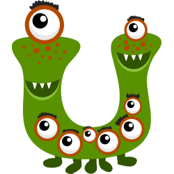 Autocollant Alphabet Enfant Monstre U