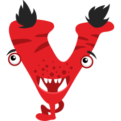 Autocollant Alphabet Enfant Monstre V