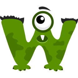 Autocollant Alphabet Enfant Monstre W