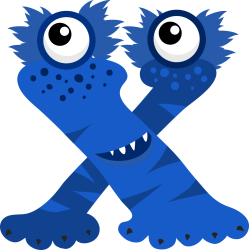 Autocollant Alphabet Enfant Monstre X