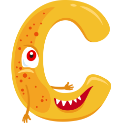 Autocollant Alphabet Monstre Enfant Lettre C