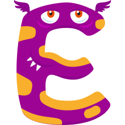 Autocollant Alphabet Monstre Enfant Lettre E