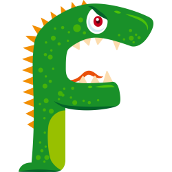 Autocollant Alphabet Monstre Enfant Lettre F