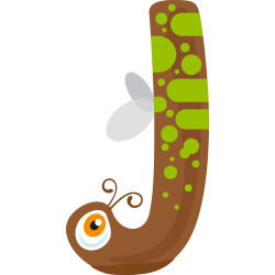 Autocollant Alphabet Monstre Enfant Lettre J