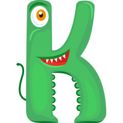 Autocollant Alphabet Monstre Enfant Lettre K