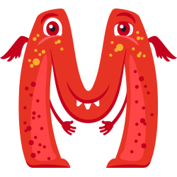 Autocollant Alphabet Monstre Enfant Lettre M