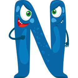 Autocollant Alphabet Monstre Enfant Lettre N