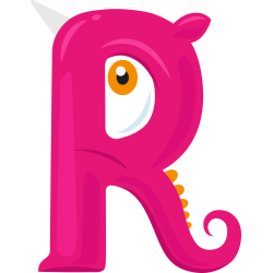 Autocollant Alphabet Monstre Enfant Lettre R