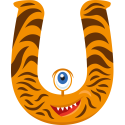 Autocollant Alphabet Monstre Enfant Lettre U