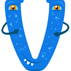 Autocollant Alphabet Monstre Enfant Lettre V