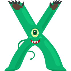 Autocollant Alphabet Monstre Enfant Lettre X