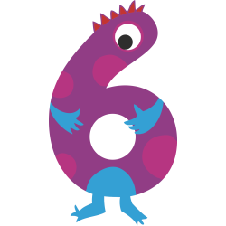 Autocollant Numéro Monstre Enfant 6