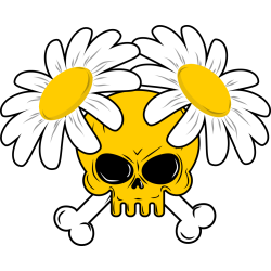 Autocollant Tête De Mort Marguerite Jaune