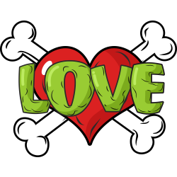 Autocollant Cur Love Tête De Mort