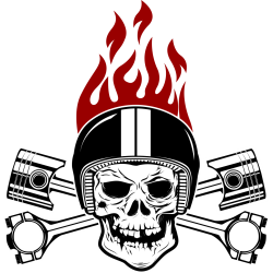Autocollant Tête De Mort Racing Flamme 2