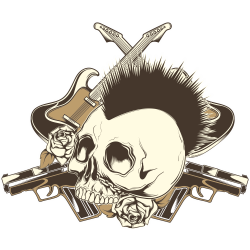 Autocollant Tête De Mort Punk Guitare