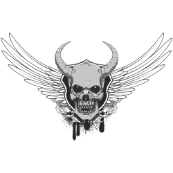 Autocollant Tête De Mort Devil Aile Diable