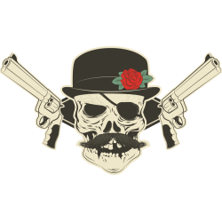 Autocollant Tête De Mort Revolver