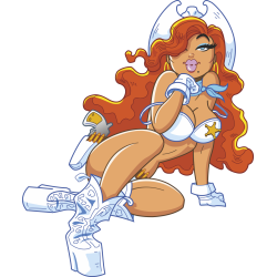 Autocollant Pin Up Sexy Cow Boy