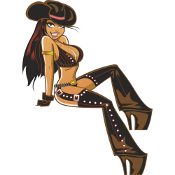 Autocollant Pin Up Sexy Cow Boy 2