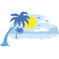 Autocollant Vacances Plage Bleu