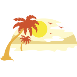 Autocollant Vacances Plage Orange